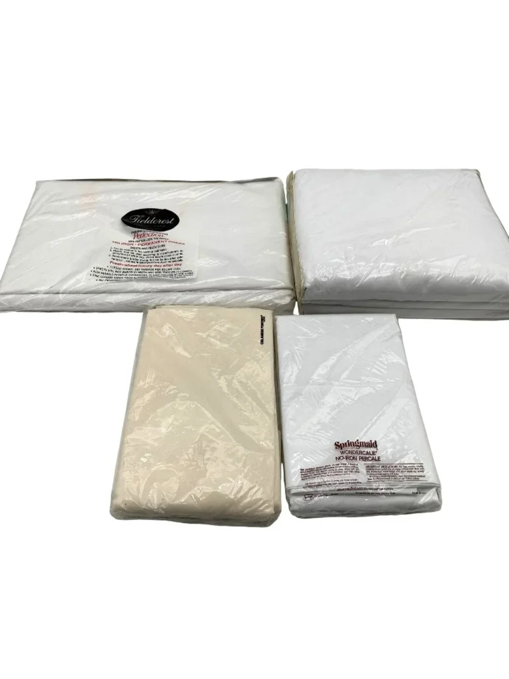 Vintage Fieldcrest Springmaid No-Iron Sheets Pillowcases Full Double White